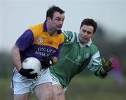 4 November 2001; Kenneth Hegarty of Roscommon Gaels in action against Robert O'Connor of Charlestown Sarsfields during the AIB Connacht Club Senior Football Championship Semi-final match between Charlestown Sarsfields and Roscommon Gaels at Fr O'Hara Memorial Park in Charlestown, Mayo. Photo by Ray McManus/Sportsfile