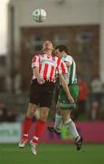 4 November 2001; Jamie Hughes of Derry City, in action against Maurice Farrell of Bray Wanderers during the eircom League Premier Division match between Bray Wanderers and Derry City at the Carlisle Grounds in Bray, Wicklow. Photo by Ray Lohan/Sportsfile