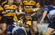 2 November 2001; Ofisa Tonu'u of Newport is tackled by Brian O'Driscoll of Leinster during the Heineken Cup Pool 6 Round 4 match between Newport and Leinster at Rodney Parade in Newport, Wales. Photo by Matt Browne/Sportsfile