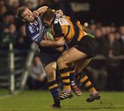 26 October 2001; Matthew Watkins of Newport is tackled by Gordon D'Arcy of Leinster during the Heineken Cup Pool 6 Round 3 match between Leinster and Newport at Donnybrook Stadium in Dublin. Photo by Brendan Moran/Sportsfile