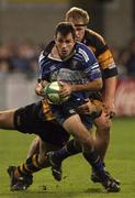 26 October 2001; Nathan Turner of Leinster is tackled by Rod Snow of Newport during the Heineken Cup Pool 6 Round 3 match between Leinster and Newport at Donnybrook Stadium in Dublin. Photo by Brendan Moran/Sportsfile