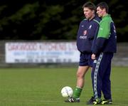 8 November 2001; Roy Keane, right, with Matt Holland during a Republic of Ireland Squad Training Session at John Hyland Park in Baldonnell, Dublin, ahead of the World Cup Play-off with Iran. Photo by Brendan Moran/Sportsfile
