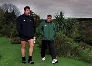 9 November 2001; Irish coach Warren Gatland, right, pictured with team captain Anthony Foley following an Ireland rugby press conference at the Glenview Hotel in Wicklow. Photo by Matt Browne/Sportsfile