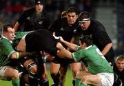 13 November 2001; Simon Maling of New Zealand is tackled by Simon Best, left, and Brian O'Meara of Ireland during the &quot;A&quot; International Rugby Friendly match between Ireland and New Zealand at Ravenhill Stadium in Belfast. Photo by Matt Browne/Sportsfile
