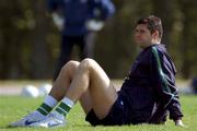 14 November 2001; Niall Quinn who did not take part during the squad training session, watches his team-mates in action during a Republic of Ireland Squad Training Session at Azadi Sports Complex in Tehran, Iran. Photo by David Maher/Sportsfile