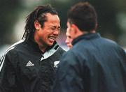 14 November 2001; Tana Umaga during a New Zealand rugby squad training session at Blackrock Rugby Club, Stradbrook in Dublin. Photo by Matt Browne/Sportsfile