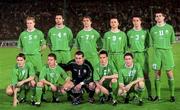 15 November 2001; The Republic of Ireland team, back row, from left to right are Steve Staunton, Gary Breen, Jason McAteer, David Connolly, Ian Harte and Kevin Kilbane. Front Row, from left to right are, Matt Holland, Mark Kinsella, Shay Given, Steve Finnan and Robbie Keane, who qualified for the World Cup Finals, pictured ahead of the 2002 FIFA World Cup Qualification Play-Off Final Second Leg match between Iran and the Republic of Ireland at Azadi Stadium in Tehran, Iran. Photo by Ray McManus/Sportsfile