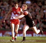 8 July 2001; Tadhg Kennelly of Sydney Swans in action against Scott Freeborn of Carlton during the Australian Football League match between Sydney Swans and Carlton at  Sydney Cricket Ground in Sydney, New South Wales, Australia. Photo by Matt Browne/Sportsfile