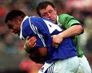 11 November 2001; Eric Miller of Ireland in action against Kitiona Viliamu of Samoa during the International Rugby match between Ireland and Samoa at Lansdowne Road in Dublin. Photo by Brian Lawless/Sportsfile