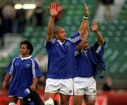 11 November 2001; Members of the Samoa rugby team acknowledge the support of the Irish rugby fans at Lansdowne road following the International Rugby match between Ireland and Samoa at Lansdowne Road in Dublin. Photo by Matt Browne/Sportsfile