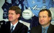 6 November 2001; New Dublin manager Tommy Lyons, right, with John Bailey, Chairman of the Dublin County Board, during a Dublin football press conference at Parnell Park in Dublin. Photo by Aofie Rice/Sportsfile