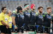 23 October 2016; Connacht players observe a one minute silent in honour of the late Munster Head Coach Anthony Foley prior to the European Rugby Champions Cup Pool 2 Round 2 match between Zebre Rugby and Connacht Rugby at Stadio Lanfranchi in Parma. Photo by Roberto Bregani/Sportsfile