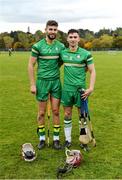 22 October 2016; Ireland's Paul Divilly, left, and Gerry Keegan, both from Kildare, after the 2016 Senior Hurling/Shinty International Series match between Ireland and Scotland at Bught Park in Inverness, Scotland. Photo by Piaras Ó Mídheach/Sportsfile