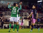 24 October 2016; Gavin Holohan of Cork City celebrates with teammate Chiedozie Ogbene after scoring his side's fifth goal during the SSE Airtricity League Premier Division match between Cork City and Wexford Youths at Turners Cross in Cork. Photo by Eóin Noonan/Sportsfile