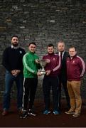 25 October 2016; In attendance during the AIB Leinster Club Championships 2016 Launch are from left, Stradbally manager Larry Keenan, Jody Dillon of Stradbally, Co Laois, James McGivney of St Columbas Mullinalaghta, Co. Longford, St Columbas Mullinalaghta joint managers John Keegan and Mickey Graham at GAA’s National Games Development Centre in Abbotstown, Co. Dublin Photo by Sam Barnes/Sportsfile