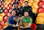 25 October 2016; In attendance during the AIB Leinster Club Championships 2016 Launch are, clockwise from left, Phillip Wallace of Gusserane O Rahilly, Co. Wexford, Gusserane O Rahilly manager Maurice Brown, Rhode manager Paschal Keellaghan and Paraic Sullivan of Rhode, Co. Offaly, at GAA’s National Games Development Centre in Abbotstown, Co. Dublin Photo by Sam Barnes/Sportsfile