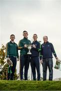 25 October 2016; In attendance during the AIB Leinster Club Championships 2016 Launch are from left, Barry O'Brien, Conor Crawley, both of Sean O'Mahonys, Co. Louth, Jason kennedy of Baltinglass, Co. Wicklow, and Baltinglass manager Paul Garrigan at GAA’s National Games Development Centre in Abbotstown, Co. Dublin Photo by Sam Barnes/Sportsfile