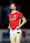 25 October 2016; Conan Byrne of St Patrick's Athletic reacts after his team miss an opportunity to score during the SSE Airtricity League Premier Division match between St Patrick's Athletic and Dundalk at Richmond Park in Dublin. Photo by Seb Daly/Sportsfile