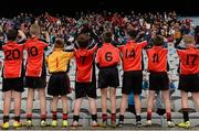 26 October 2016; Holy Trinity SNS, Donaghmede, players salute their supporters after beating Our Lady of Good Counsel BNS, Johnstown in the Sciath Corn Chumann na nGael final during the Allianz Cumann na mBunscol Finals at Croke Park in Dublin. Photo by Piaras Ó Mídheach/Sportsfile
