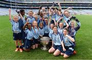 26 October 2016; The St. Mary's NS, Garristown team celebrate with their cup and the Sam Maguire Cup after beating Gaelscoil Mológa, Harold's Cross, in the Corn an Chladaigh final during the Allianz Cumann na mBunscol Finals at Croke Park in Dublin. Photo by Piaras Ó Mídheach/Sportsfile