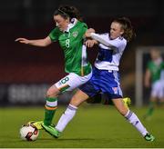 26 October 2016; Tiegan Ruddy of Republic of Ireland in action against Sanna Jacobsen of Faroe Islands during the UEFA European Women's U17 Championship Qualifier match between Republic of Ireland and Faroe Islands at Turners Cross in Cork. Photo by Eóin Noonan/Sportsfile