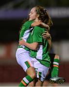 26 October 2016; Carla McManus of Republic of Ireland celebrates with team mate Alannah Mcevoy after scoring her side's fourth goal during the UEFA European Women's U17 Championship Qualifier match between Republic of Ireland and Faroe Islands at Turners Cross in Cork. Photo by Eóin Noonan/Sportsfile