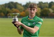 22 October 2016; Jack Sheridan of Ireland with the cup after the 2016 U21 Hurling/Shinty International Series match between Ireland and Scotland at Bught Park in Inverness, Scotland. Photo by Piaras Ó Mídheach/Sportsfile