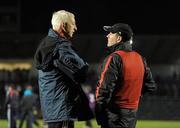 12 March 2011; Cork manager Conor Counihan, left, and Down manager James McCartan in conversation after the game. Allianz Football League, Division 1, Round 4, Cork v Down, Pairc Ui Rinn, Cork. Picture credit: Stephen McCarthy / SPORTSFILE