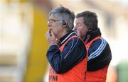 13 March 2011; Cavan joint managers, Val Andrews, left, and Terry Hyland watch on during the final moments of the game. Allianz Football League, Division 3, Round 4, Limerick v Cavan, Gaelic Grounds, Limerick. Picture credit: Diarmuid Greene / SPORTSFILE