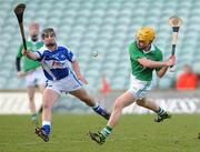 13 March 2011; Paul Browne, Limerick, in action against James Walsh, Laois. Allianz Hurling League, Division 2, Round 4, Limerick v Laois, Gaelic Grounds, Limerick. Picture credit: Diarmuid Greene / SPORTSFILE