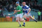 13 March 2011; Richie McCarthy, Limerick, in action against Matthew Whelan, Laois. Allianz Hurling League, Division 2, Round 4, Limerick v Laois, Gaelic Grounds, Limerick. Picture credit: Diarmuid Greene / SPORTSFILE