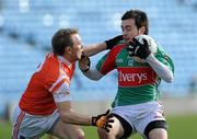 13 March 2011; Kevin McLoughlin, Mayo, in action against Paul Duffy, Armagh. Allianz Football League, Division 1, Round 4, Mayo v Armagh, McHale Park, Castlebar, Co. Mayo. Picture credit: Brian Lawless / SPORTSFILE