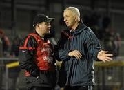 12 March 2011; Cork manager Conor Counihan, right, and Down manager James McCartan in conversation after the game. Allianz Football League, Division 1, Round 4, Cork v Down, Pairc Ui Rinn, Cork. Picture credit: Stephen McCarthy / SPORTSFILE