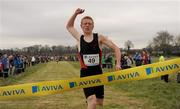 12 March 2011; Sean Tobin, High School Clonmel, Co. Tipperary, crosses the line to win the Intermediate Boys race at the AVIVA All-Ireland Schools Cross Country Championships 2011. National Sports Campus, Abbotstown, Dublin. Photo by Sportsfile