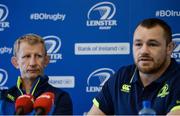 28 October 2016; Leinster head coach Leo Cullen, left, with Cian Healy during a press conference at the RDS Arena in Ballsbridge, Dublin. Photo by Piaras Ó Mídheach/Sportsfile