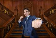 28 October 2016; Boxer Michael Conlan poses for a portrait following a press conference at Titanic Belfast in Belfast. Photo by Ramsey Cardy/Sportsfile