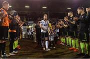 28 October 2016; Dundalk captain Stephen O'Donnell leads his team onto the pitch through a guard of honour from Galway United players ahead of the SSE Airtricity League Premier Division match between Dundalk and Galway United at Oriel Park in Dundalk Co Louth. Photo by David Maher/Sportsfile