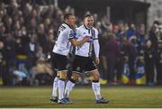 28 October 2016; Paddy Barrett, right, of Dundalk celebrates scoring his side's second goal with team mate David McMillan during the SSE Airtricity League Premier Division match between Dundalk and Galway United at Oriel Park in Dundalk Co Louth. Photo by David Maher/Sportsfile