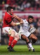 28 October 2016; Charles Piutau of Ulster is tackled by Peter O'Mahony of Munster during the Guinness PRO12 Round 7 match between Ulster and Munster at Kingspan Stadium, Ravenhill Park in Belfast. Photo by Stephen McCarthy/Sportsfile