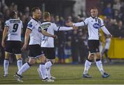 28 October 2016; Paddy Barrett, far right, of Dundalk celebrates after scoring his side's second goal with teammate Daryl Horgan during the SSE Airtricity League Premier Division match between Dundalk and Galway United at Oriel Park in Dundalk Co Louth. Photo by David Maher/Sportsfile