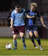 28 October 2016; Rob Lehane of Cobh Ramblers in action against Mark Griffin of Drogheda United during the SSE Airtricity League First Division play-off second leg match between Drogheda United and Cobh Ramblers at United Park in Drogheda, Co Louth. Photo by Matt Browne/Sportsfile