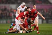 28 October 2016; Duncan Williams of Munster is tackled by Sean Reidy of Ulster during the Guinness PRO12 Round 7 match between Ulster and Munster at Kingspan Stadium, Ravenhill Park in Belfast. Photo by Ramsey Cardy/Sportsfile