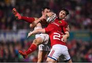 28 October 2016; Darren Sweetnam and Alex Wootton, 22, of Munster in action against Tommy Bowe of Ulster during the Guinness PRO12 Round 7 match between Ulster and Munster at Kingspan Stadium, Ravenhill Park in Belfast. Photo by Stephen McCarthy/Sportsfile
