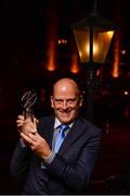 28 October 2016; Former Clare manager Ger Loughnane with his Hurling Hall of Fame Award at the Gaelic Writers Awards at the Jackson Court Hotel in Harcourt Street, Dublin. Photo by Piaras Ó Mídheach/Sportsfile