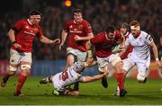 28 October 2016; Peter O'Mahony of Munster is tackled by Luke Marshall of Ulster during the Guinness PRO12 Round 7 match between Ulster and Munster at Kingspan Stadium, Ravenhill Park in Belfast. Photo by Ramsey Cardy/Sportsfile