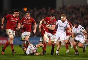 28 October 2016; Peter O'Mahony of Munster breaks through the Ulster defence during the Guinness PRO12 Round 7 match between Ulster and Munster at Kingspan Stadium, Ravenhill Park in Belfast. Photo by Ramsey Cardy/Sportsfile