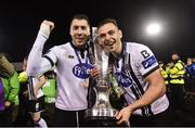 28 October 2016; Brian Gartland, left, and Andy Boyle of Dundalk celebrate with the trophy after the SSE Airtricity League Premier Division match between Dundalk and Galway United at Oriel Park in Dundalk Co Louth. Photo by David Maher/Sportsfile