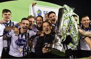 28 October 2016; Dundalk assistant manager Vinny Perth celebrates with the trophy after the SSE Airtricity League Premier Division match between Dundalk and Galway United at Oriel Park in Dundalk Co Louth. Photo by David Maher/Sportsfile