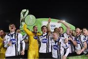 28 October 2016; Dundalk goalkeeper Gary Rogers celebrates with the trophy after the SSE Airtricity League Premier Division match between Dundalk and Galway United at Oriel Park in Dundalk Co Louth. Photo by David Maher/Sportsfile
