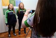 29 October 2016; Friends Orla Brennan, left, age 19, and Louise McCullough, age 20, both from Termonfeckin, Co Louth, are filmed describing the &quot;little things&quot; that make them happy during the GAA Youth Forum 2016 at Croke Park in Dublin. Photo by Cody Glenn/Sportsfile